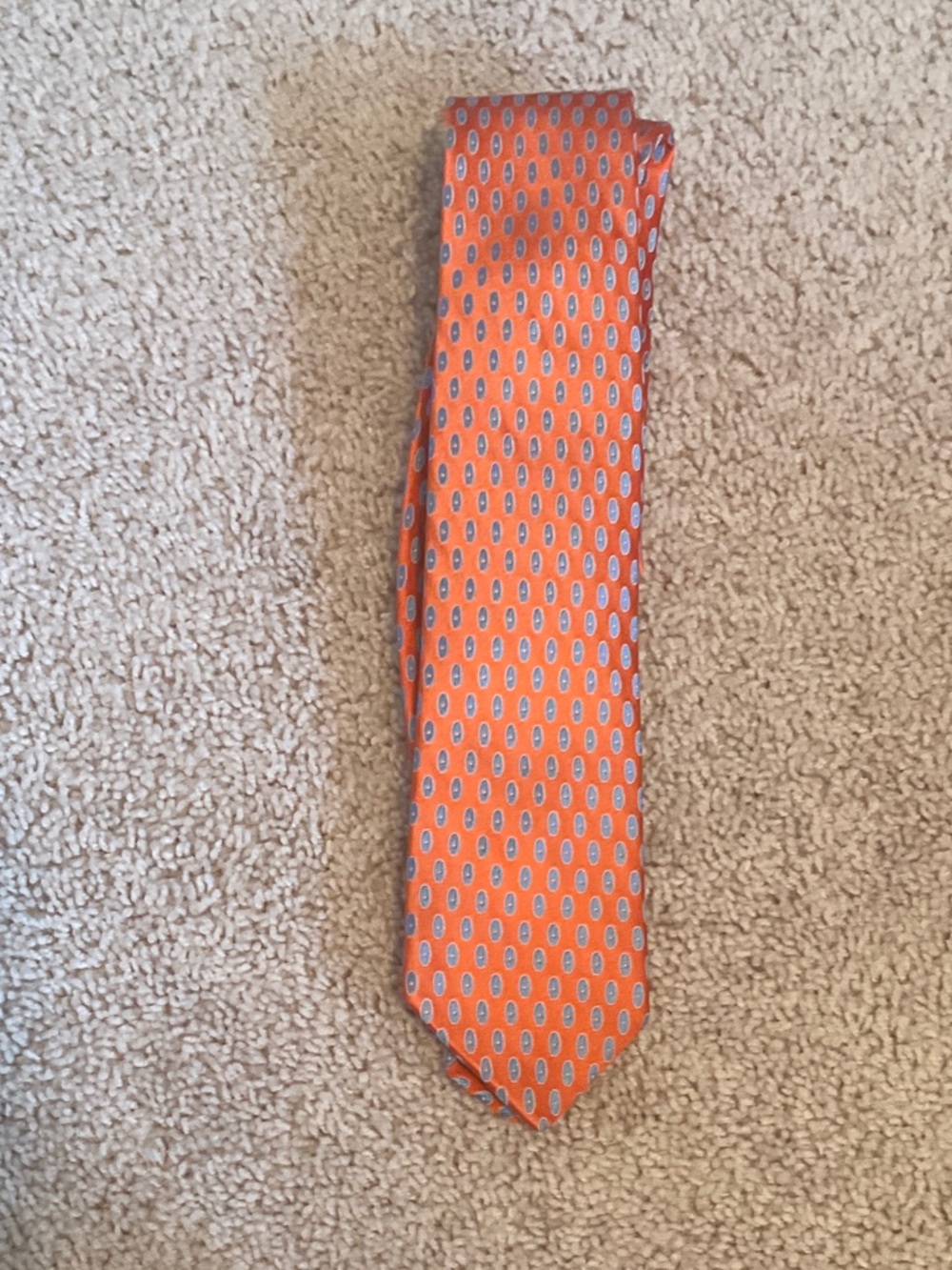 Ted Baker London Orange Tie with Small Blue Oval Pattern